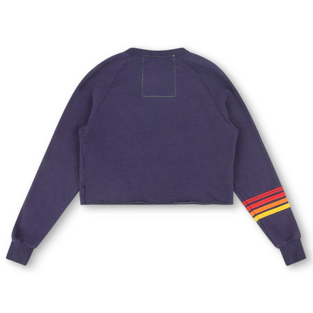 Texas Rangers Aviator Nation x MLB Women's Rugby Stitch Cropped Tri-Blend Pullover Sweatshirt - MLB Pullover