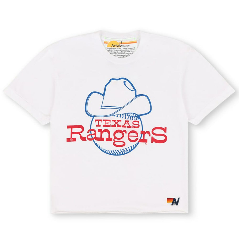 Texas Rangers Aviator Nation x MLB Women's Bolt Boyfriend Tri-Blend T-Shirt - MLB T-shirts