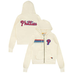 Philadelphia Phillies Aviator Nation x MLB Unisex Five-Stripe Tri-Blend Full-Zip Hoodie - MLB Hoodies