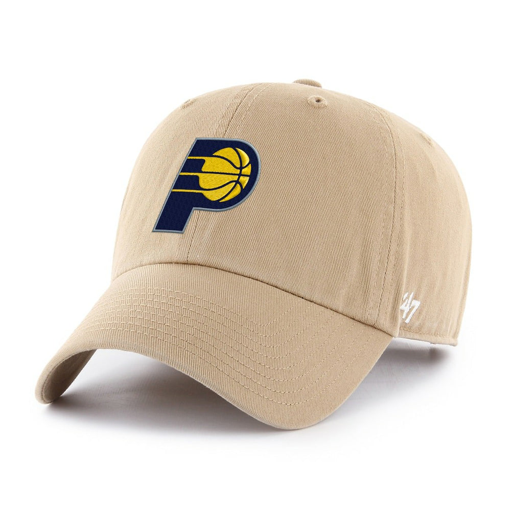 Khaki Indiana Pacers '47 Primary Logo Clean Up Adjustable Hat | NBA