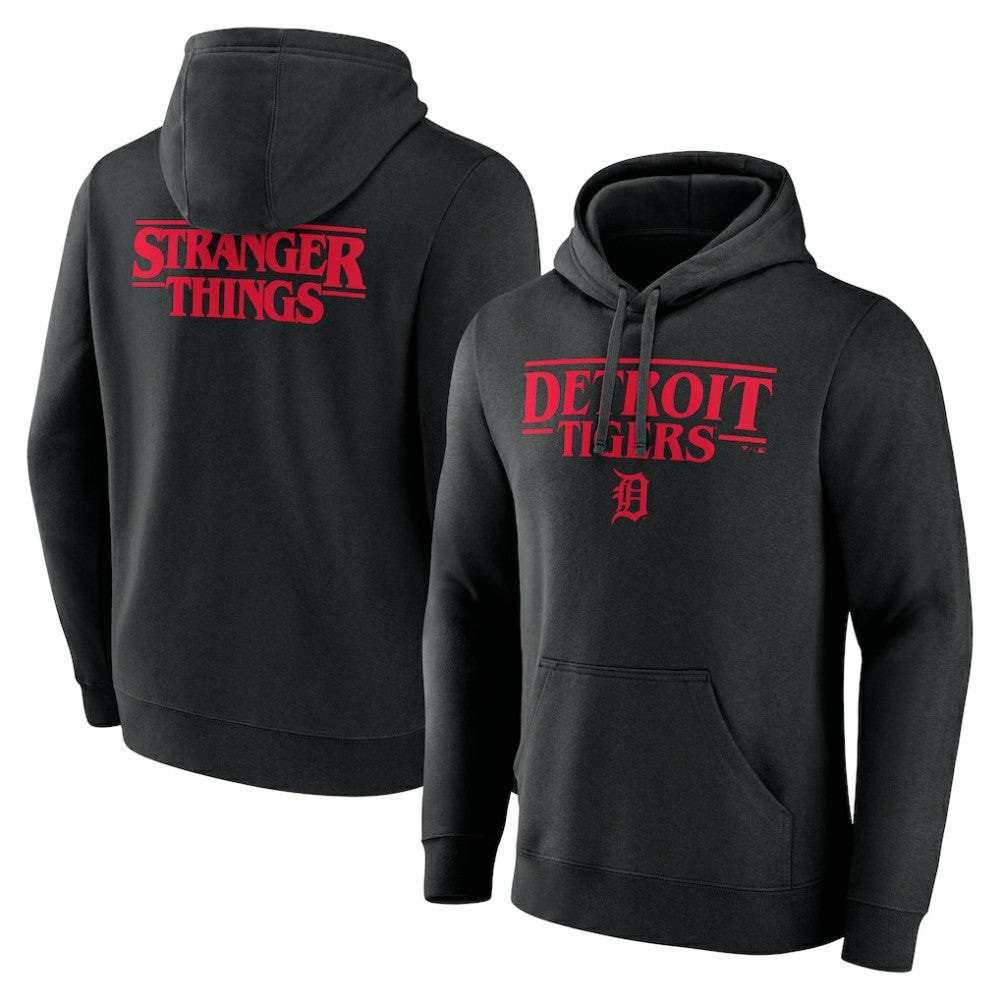 Detroit Tigers Stranger Things Logo Lockup Pullover Hoodie - MLB Hoodies