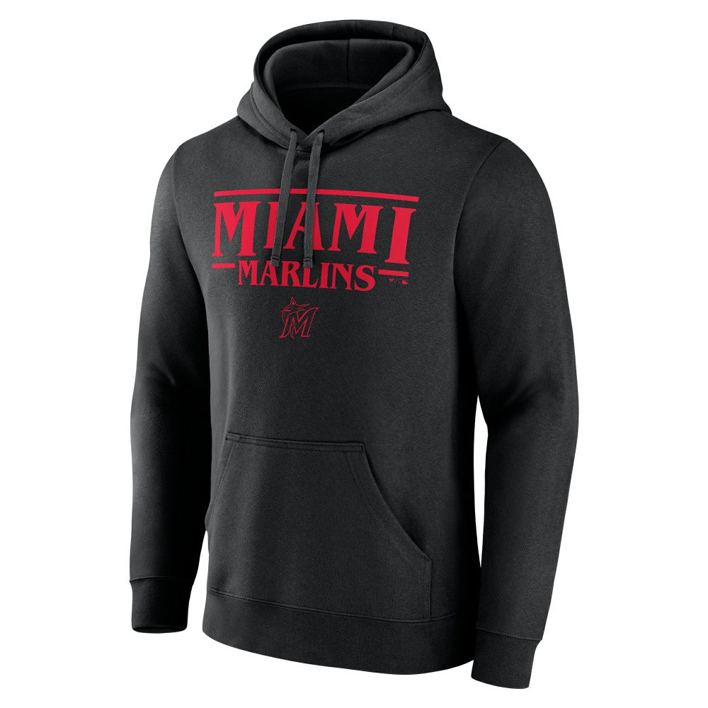 Miami Marlins Stranger Things Logo Lockup Pullover Hoodie - MLB Hoodies