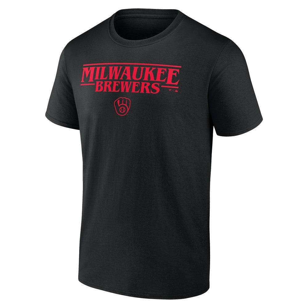 Milwaukee Brewers Stranger Things Logo Lockup T-Shirt - MLB T-shirts