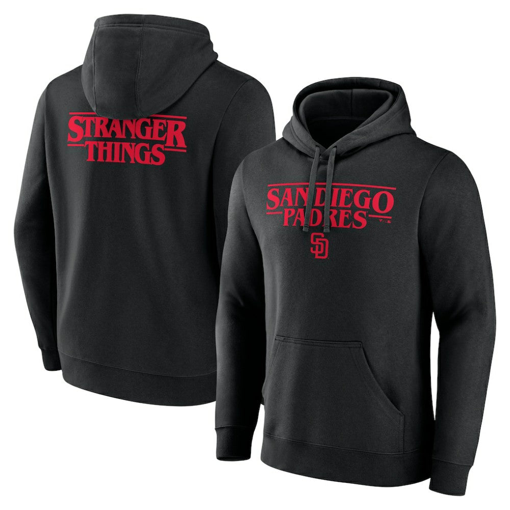 San Diego Padres Stranger Things Logo Lockup Pullover Hoodie - MLB Hoodies