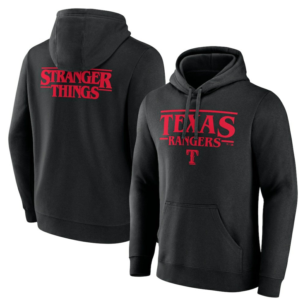 Texas Rangers Stranger Things Logo Lockup Pullover Hoodie - MLB Hoodies