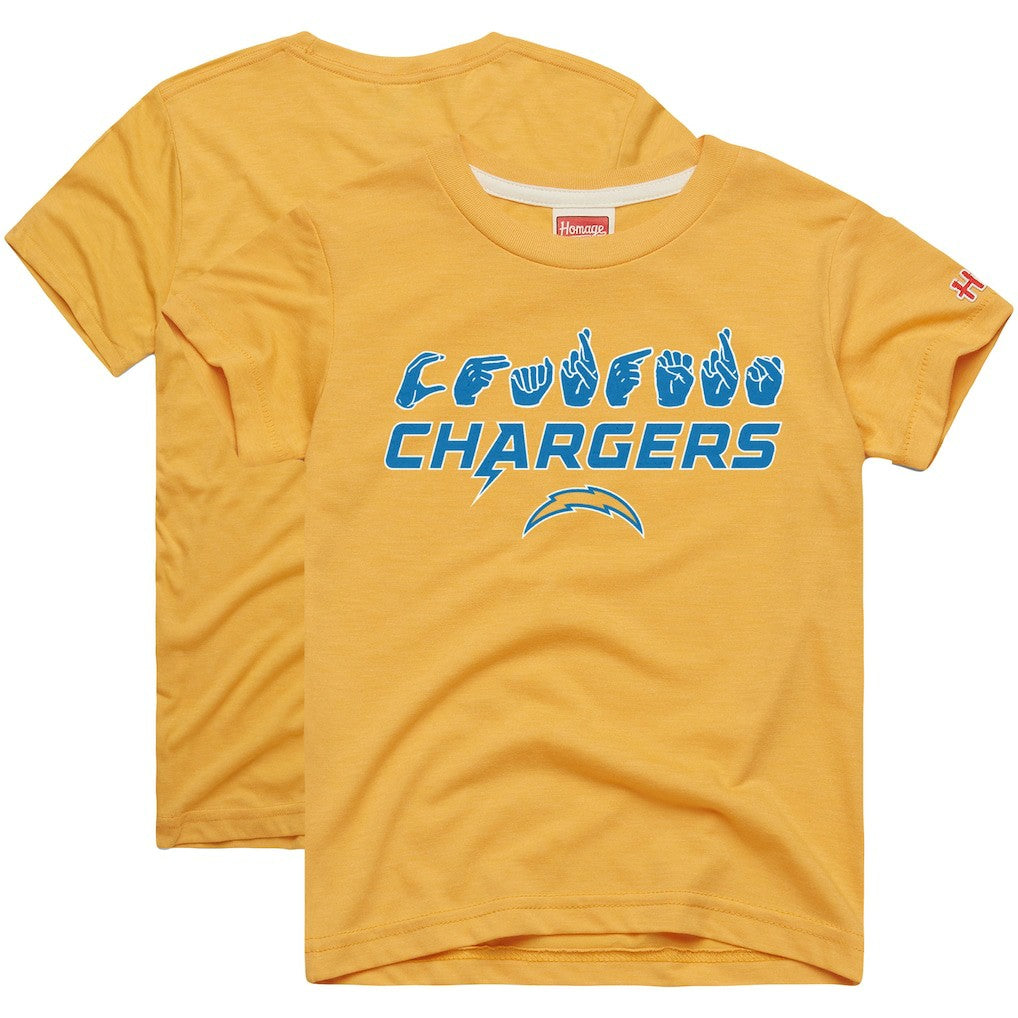 Los Angeles Chargers Homage Youth Love Sign x ASL 2.0 Tri-Blend T-Shirt | NFL Online