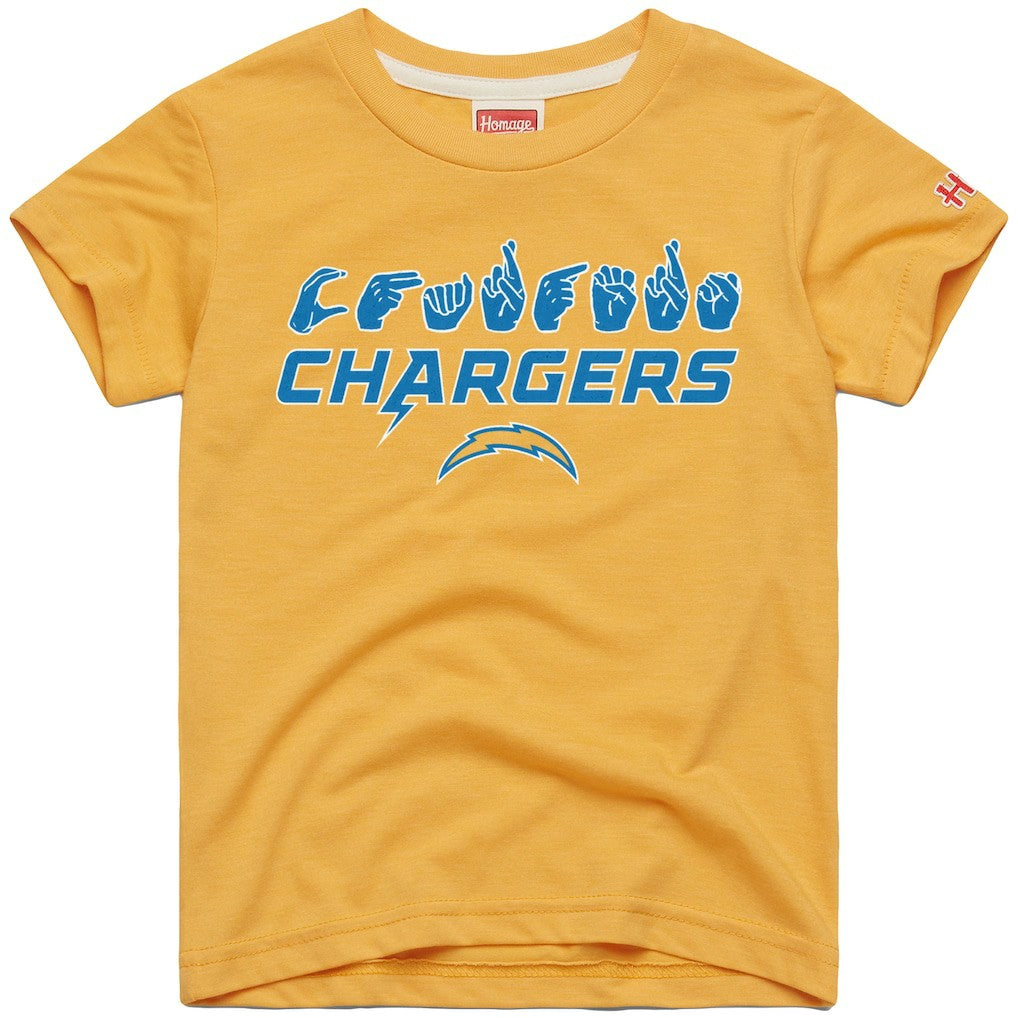 Los Angeles Chargers Homage Youth Love Sign x ASL 2.0 Tri-Blend T-Shirt | NFL Online