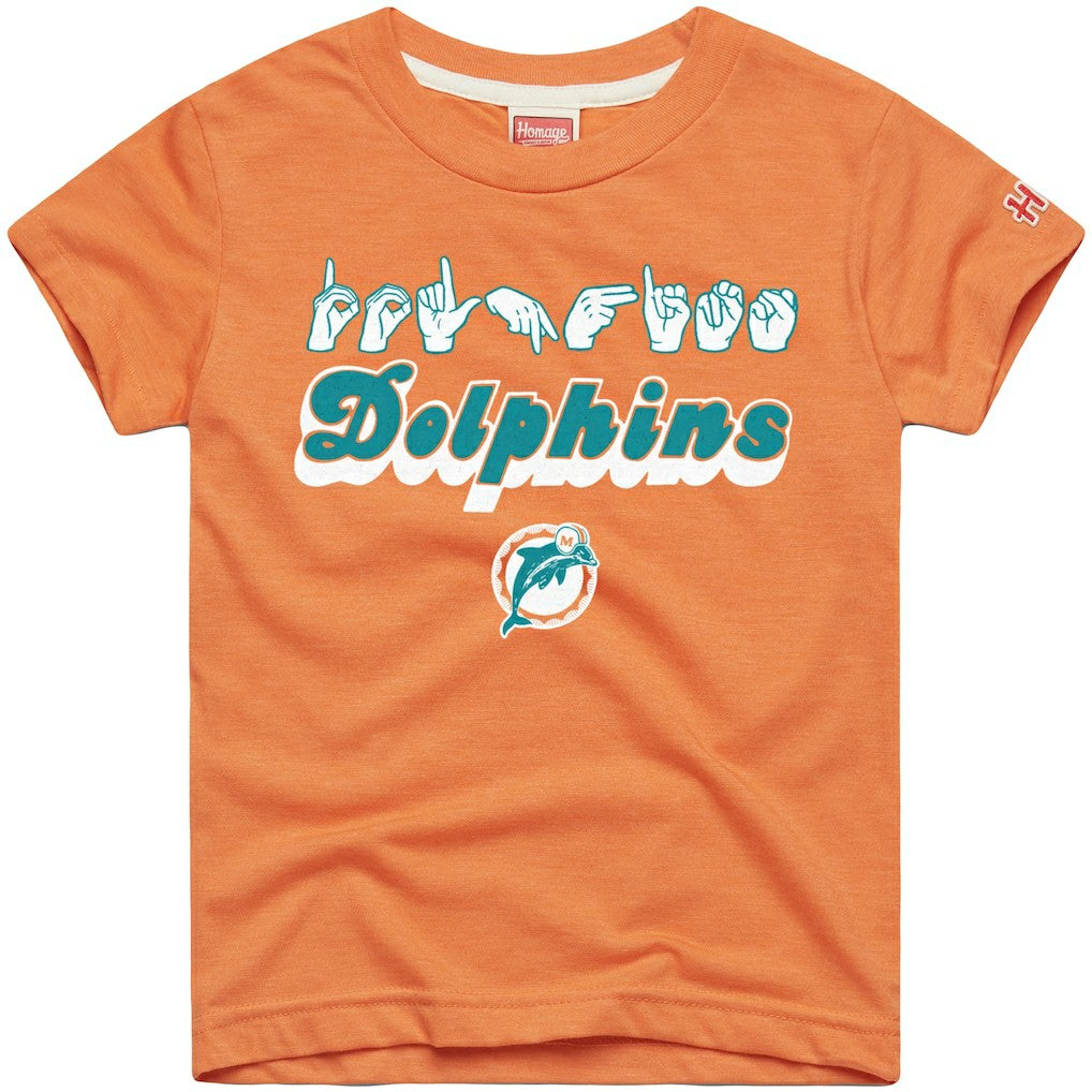 Miami Dolphins Homage Youth Love Sign x ASL 2.0 Tri-Blend T-Shirt | NFL Outlet