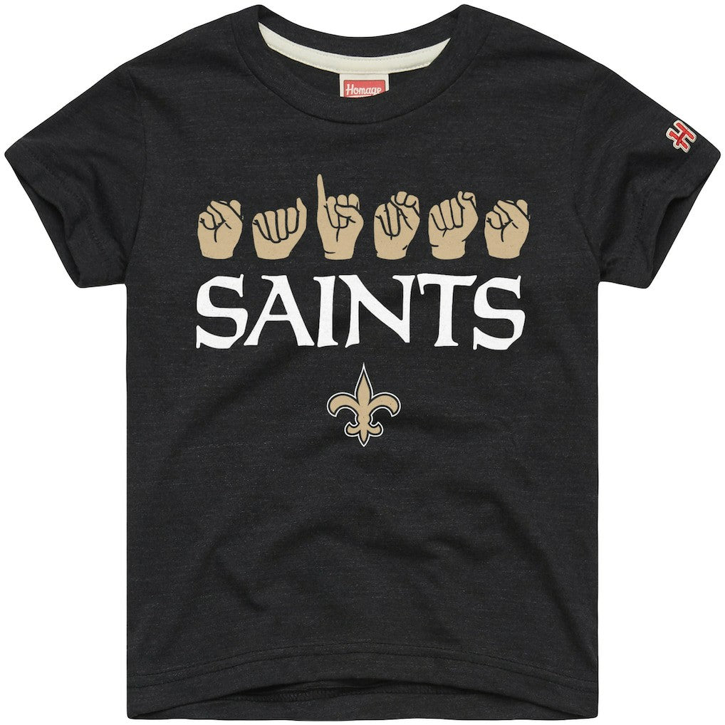New Orleans Saints Homage Youth Love Sign x ASL 2.0 Tri-Blend T-Shirt | NFL New