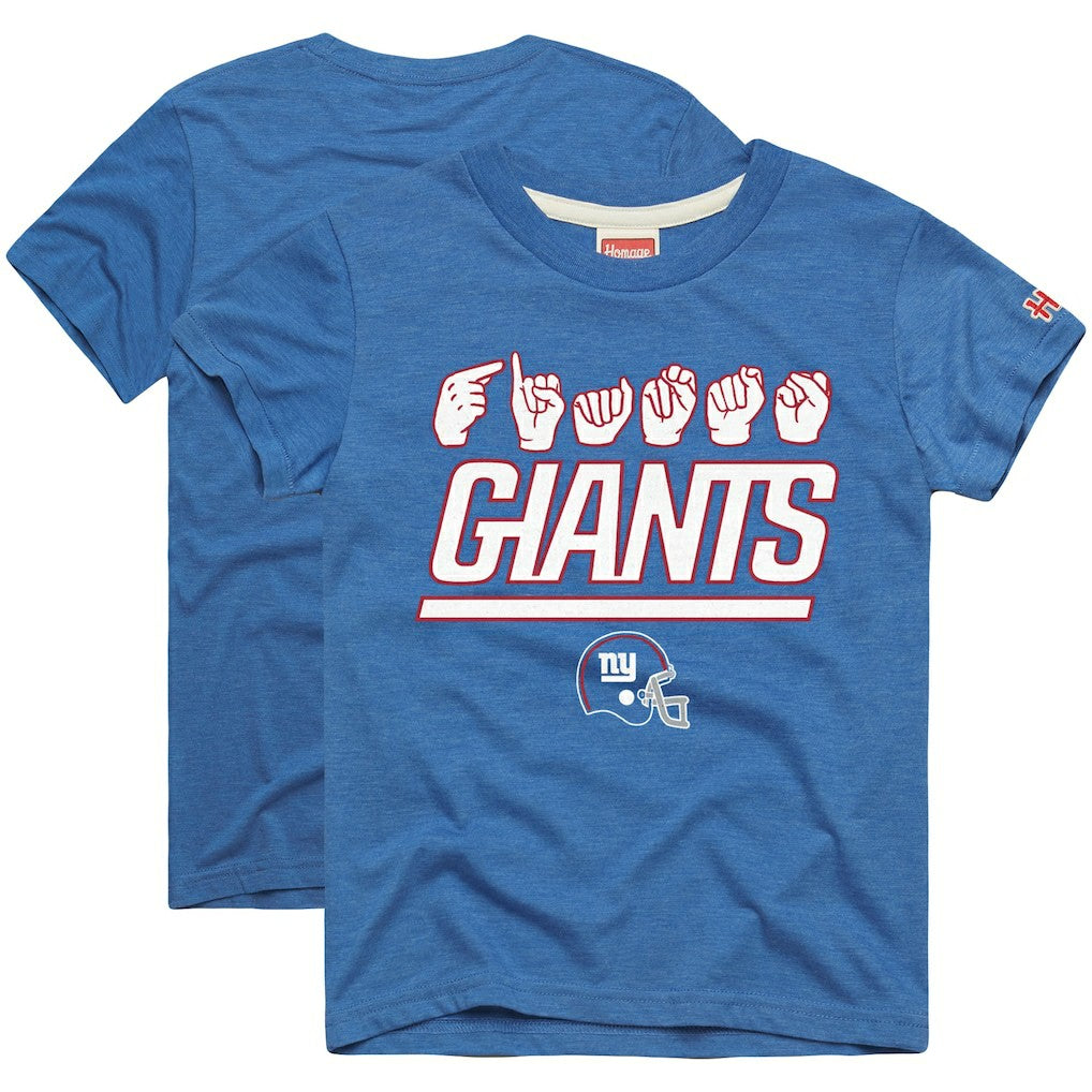 New York Giants Homage Youth Love Sign x ASL 2.0 Tri-Blend T-Shirt | NFL Hot