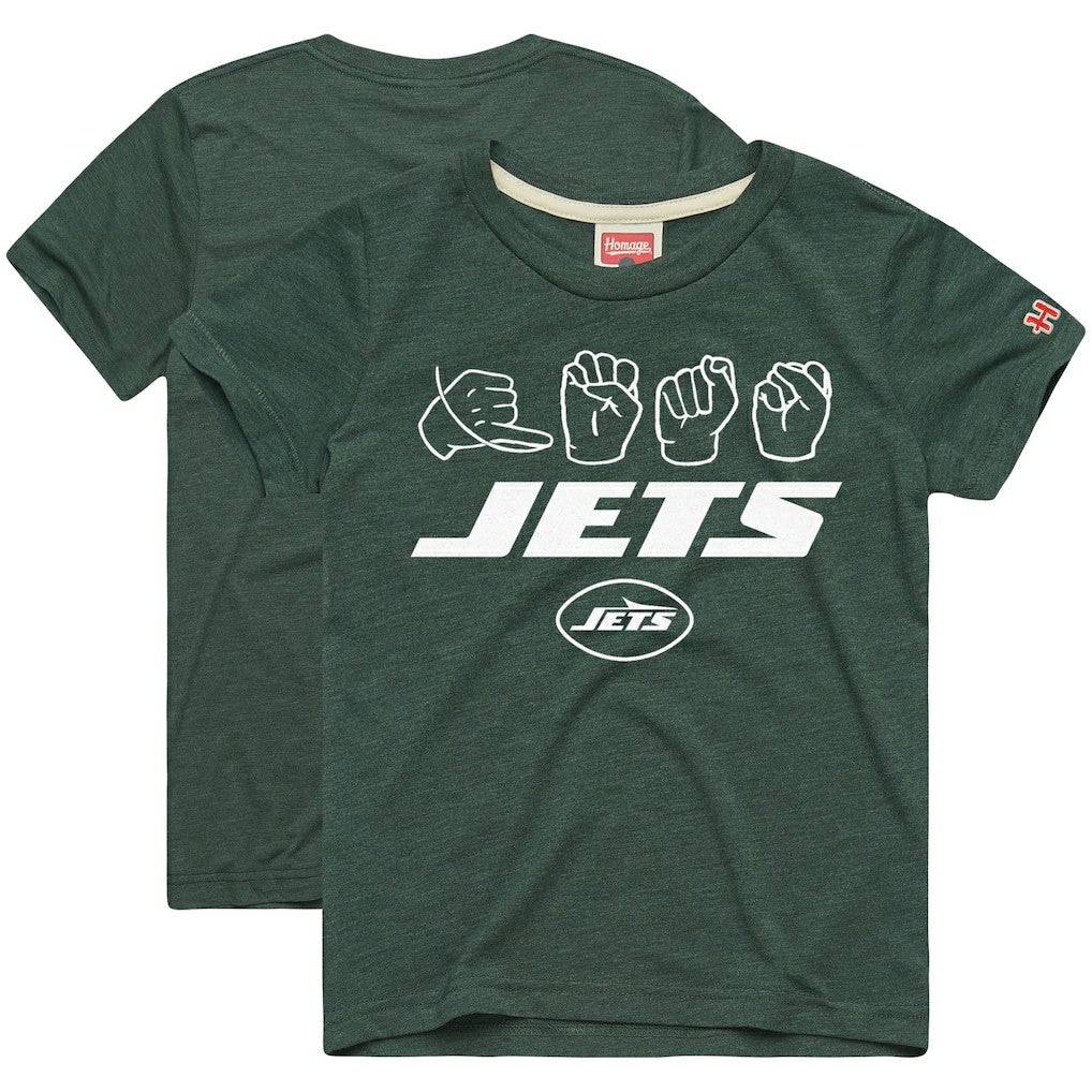 New York Jets Homage Youth Love Sign x ASL 2.0 Tri-Blend T-Shirt | NFL On sale