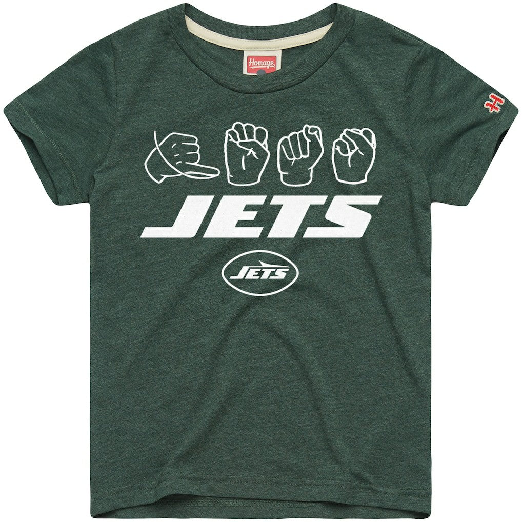 New York Jets Homage Youth Love Sign x ASL 2.0 Tri-Blend T-Shirt | NFL On sale