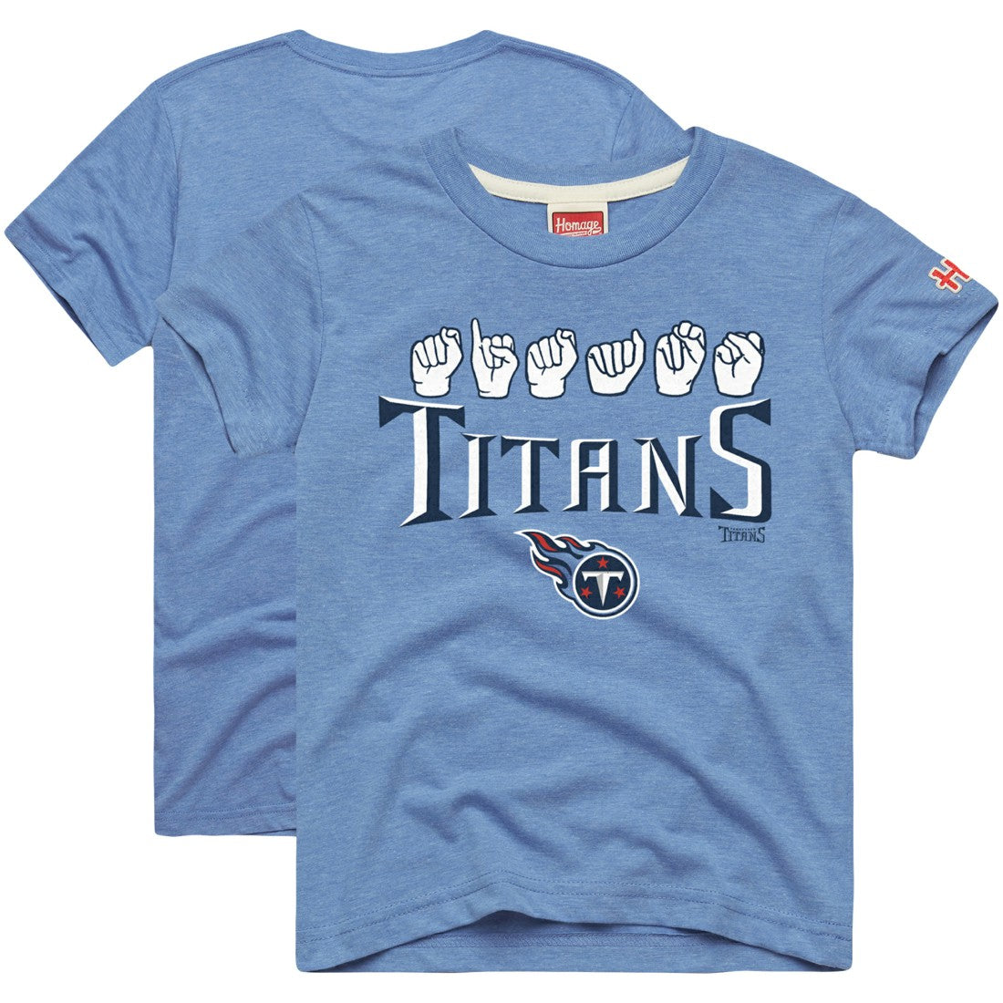 Tennessee Titans Homage Youth Love Sign x ASL 2.0 Tri-Blend T-Shirt | NFL New
