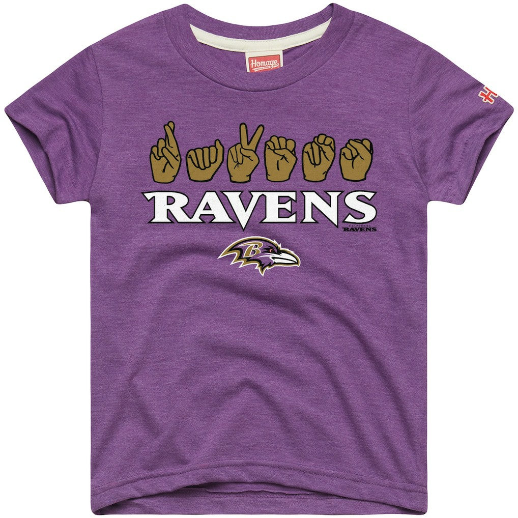 Baltimore Ravens Homage Youth Love Sign x ASL 2.0 Tri-Blend T-Shirt | NFL US