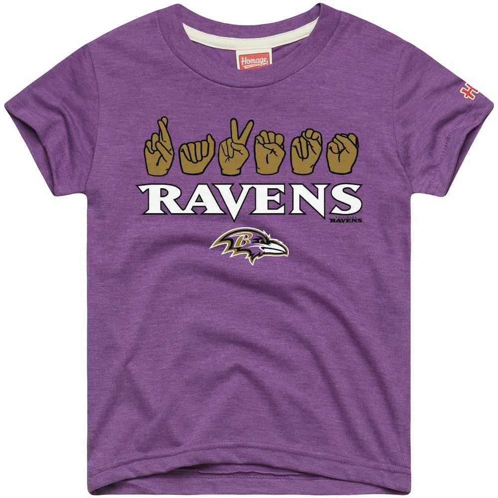 Baltimore Ravens Homage Youth Love Sign x ASL 2.0 Tri-Blend T-Shirt | NFL US