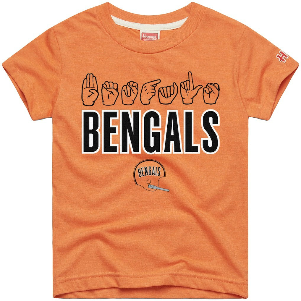 Cincinnati Bengals Homage Youth Love Sign x ASL 2.0 Tri-Blend T-Shirt | NFL Sale