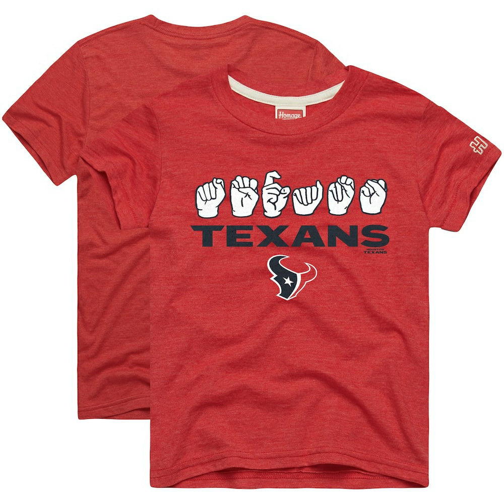 Houston Texans Homage Youth Love Sign x ASL 2.0 Tri-Blend T-Shirt | NFL New