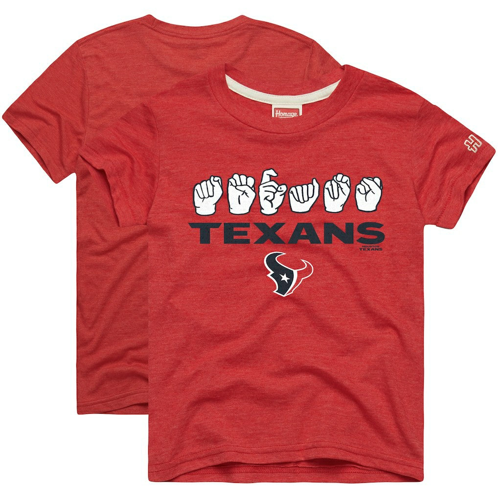 Houston Texans Homage Youth Love Sign x ASL 2.0 Tri-Blend T-Shirt | NFL New