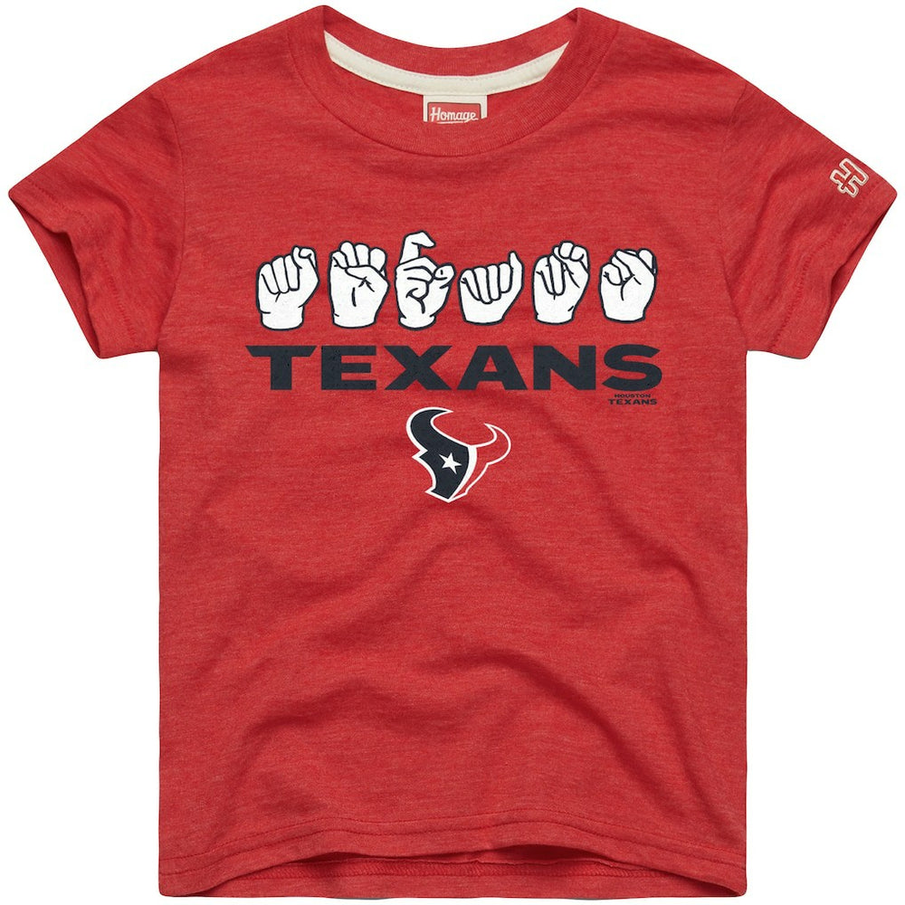 Houston Texans Homage Youth Love Sign x ASL 2.0 Tri-Blend T-Shirt | NFL New
