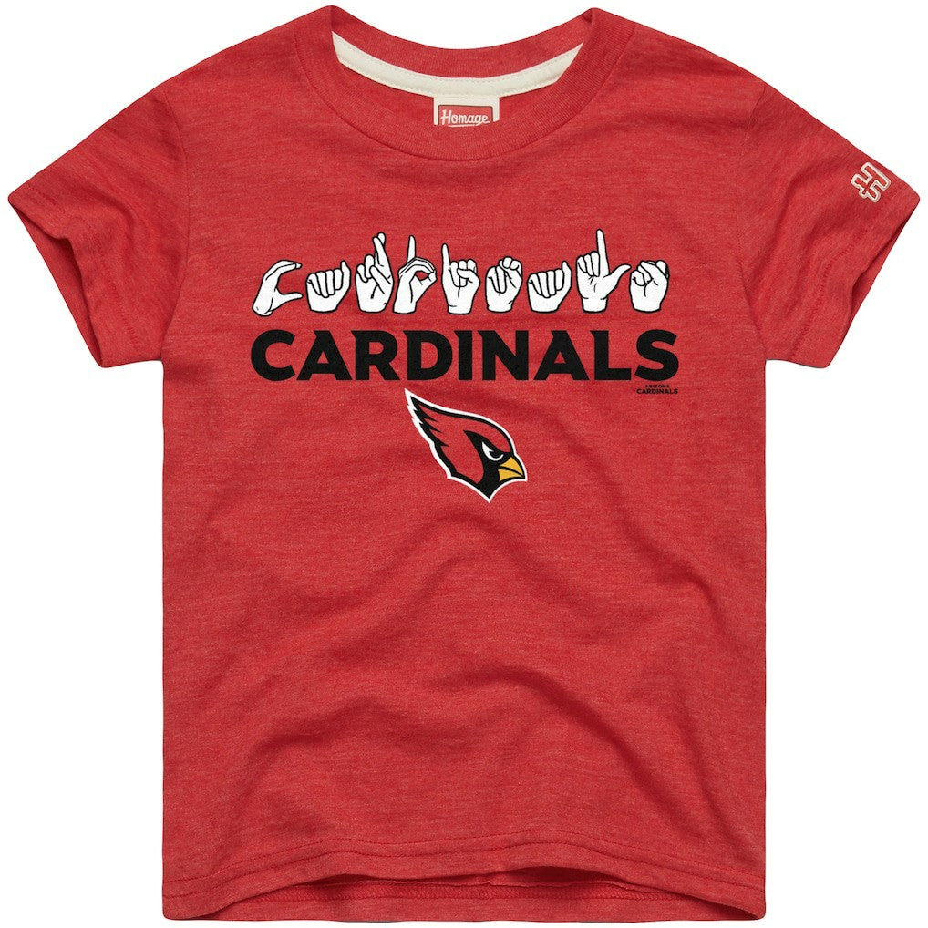 Arizona Cardinals Homage Youth Love Sign x ASL 2.0 Tri-Blend T-Shirt | NFL New