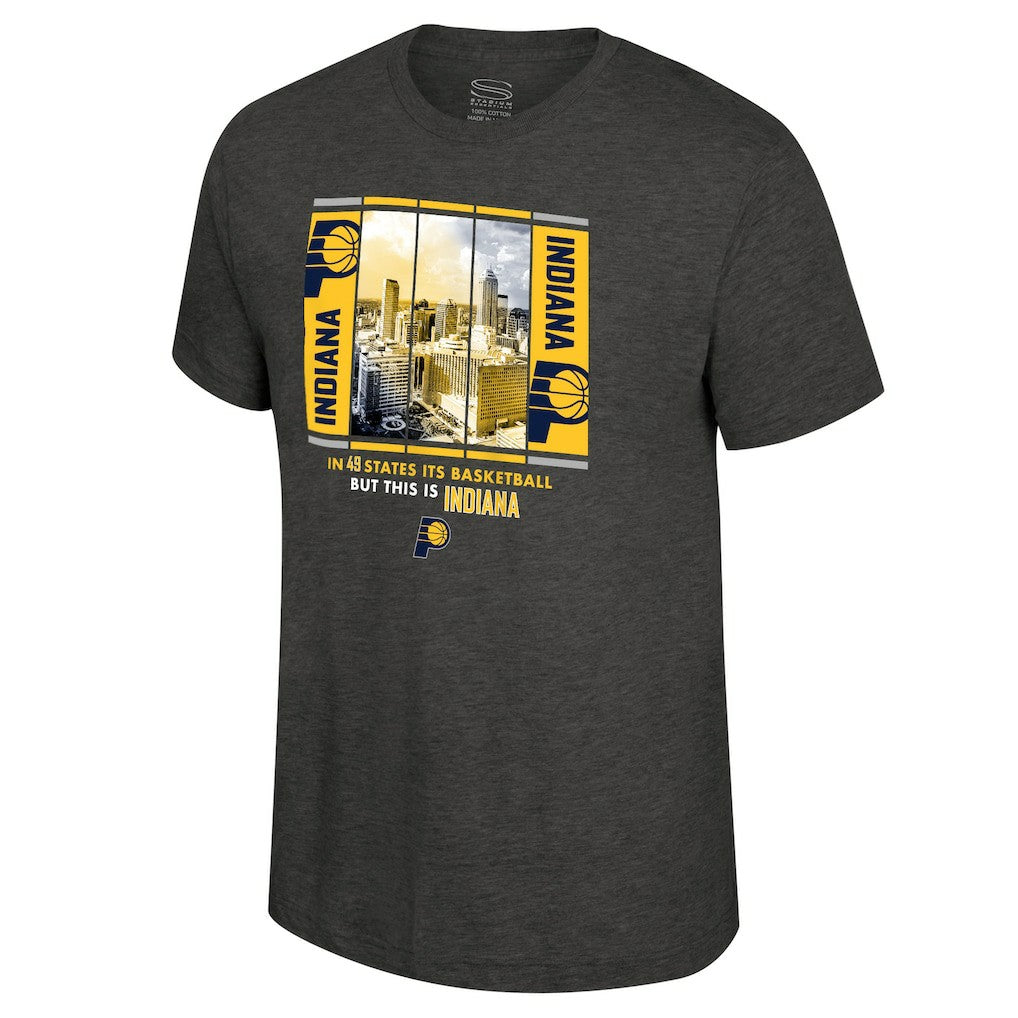 Charcoal Indiana Pacers Stadium Essentials Unisex Skyline Boxout T-Shirt | NBA