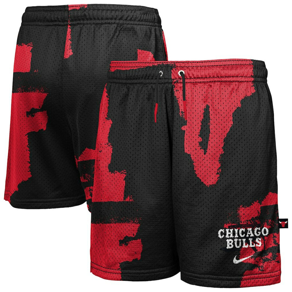 Black/Red Chicago Bulls Youth Courtside Pro Shot Dri-FIT Mesh Practice Shorts | NBA