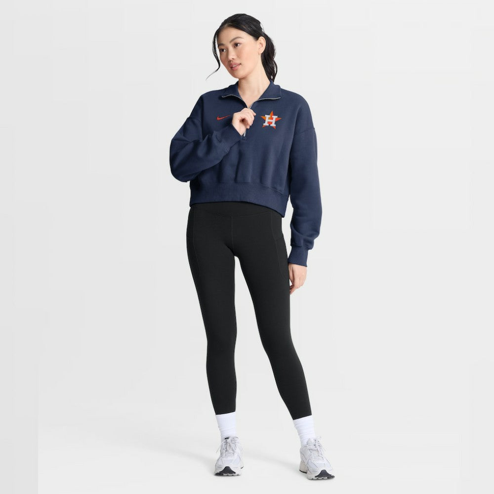Houston Astros Nike Women's Primetime Phoenix Fleece Half-Zip Sweatshirt - MLB Sweatshirts