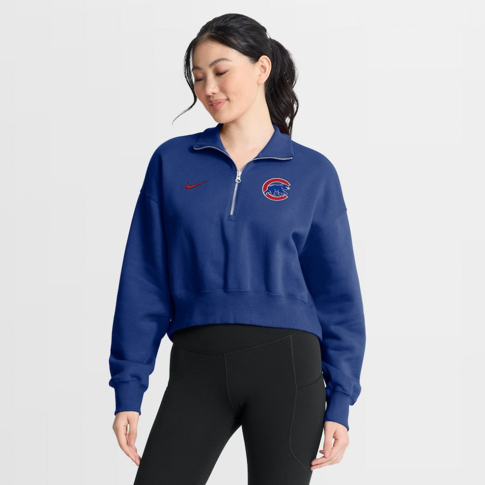 Chicago Cubs Nike Women's Primetime Phoenix Fleece Half-Zip Sweatshirt - MLB Sweatshirts