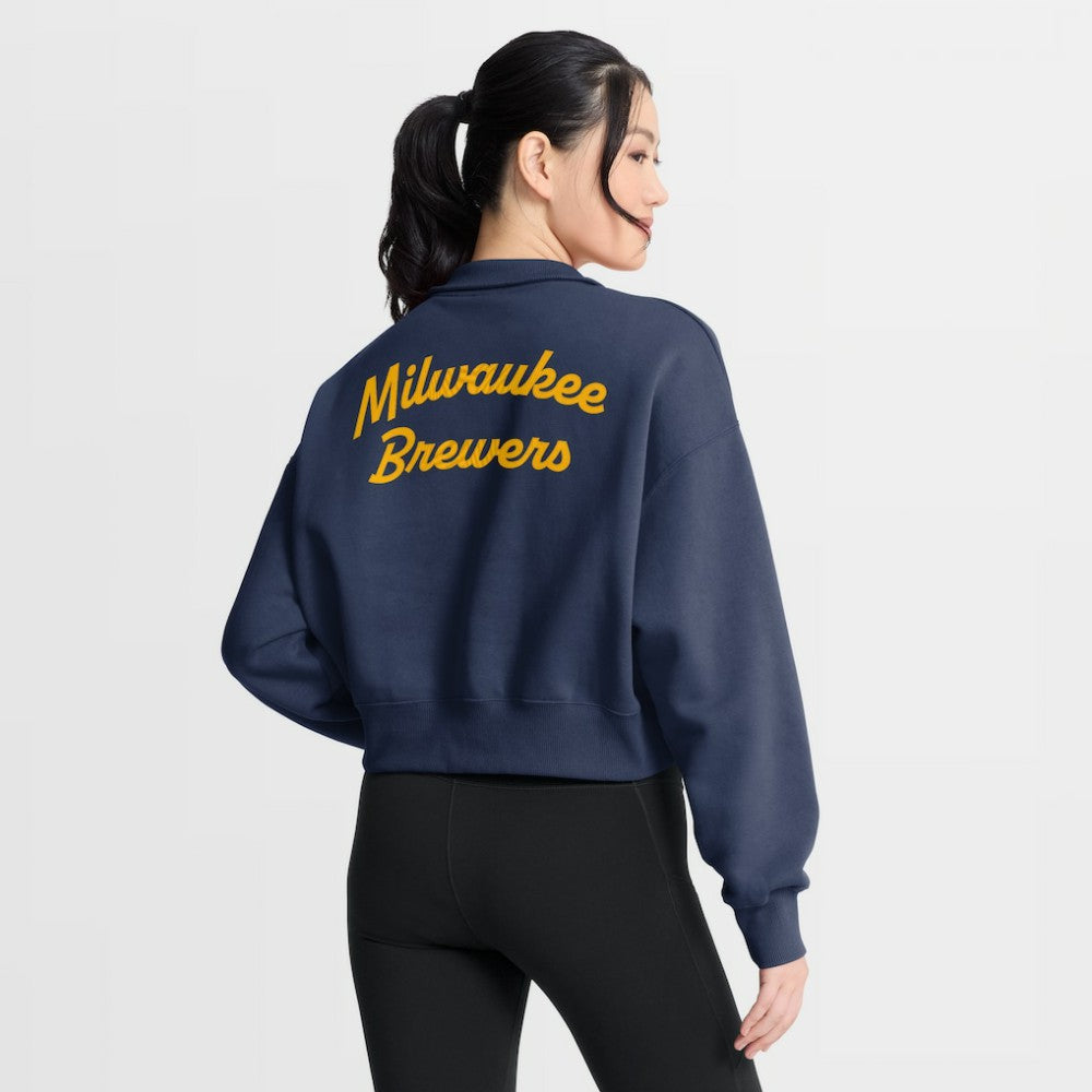 Milwaukee Brewers Nike Women's Primetime Phoenix Fleece Half-Zip Sweatshirt - MLB Sweatshirts