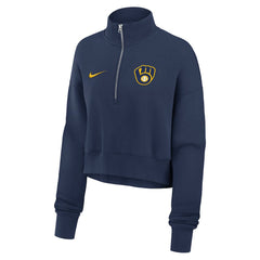 Milwaukee Brewers Nike Women's Primetime Phoenix Fleece Half-Zip Sweatshirt - MLB Sweatshirts