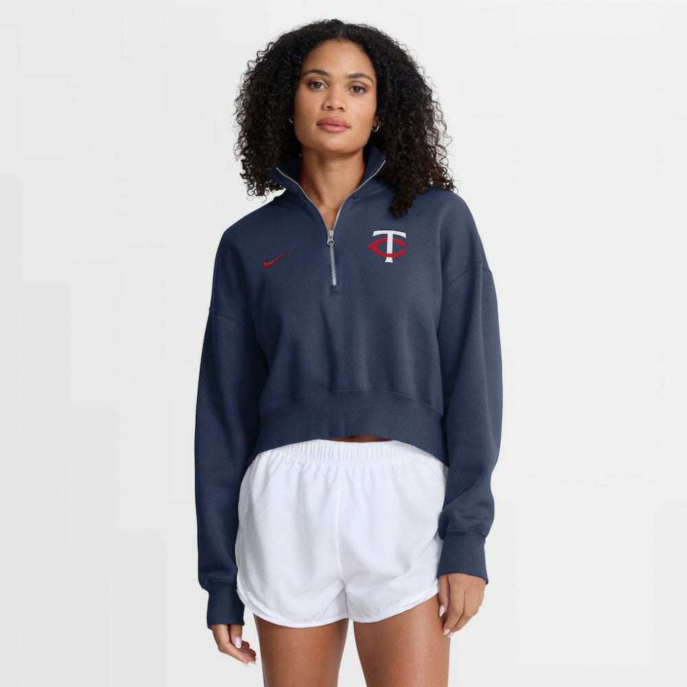 Minnesota Twins Nike Women's Primetime Phoenix Fleece Half-Zip Sweatshirt - MLB Sweatshirts