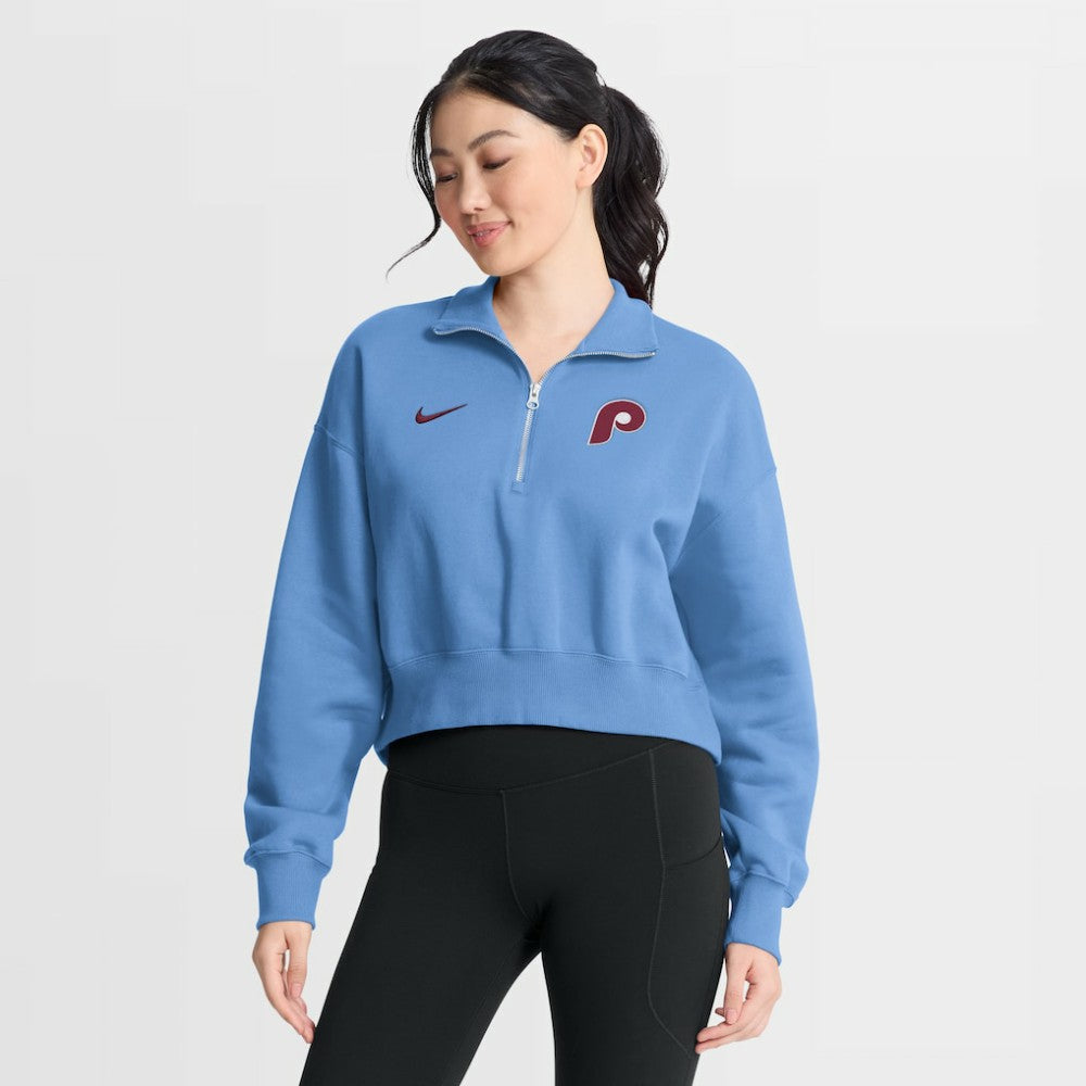 Philadelphia Phillies Nike Women's Primetime Phoenix Fleece Half-Zip Sweatshirt - MLB Sweatshirts