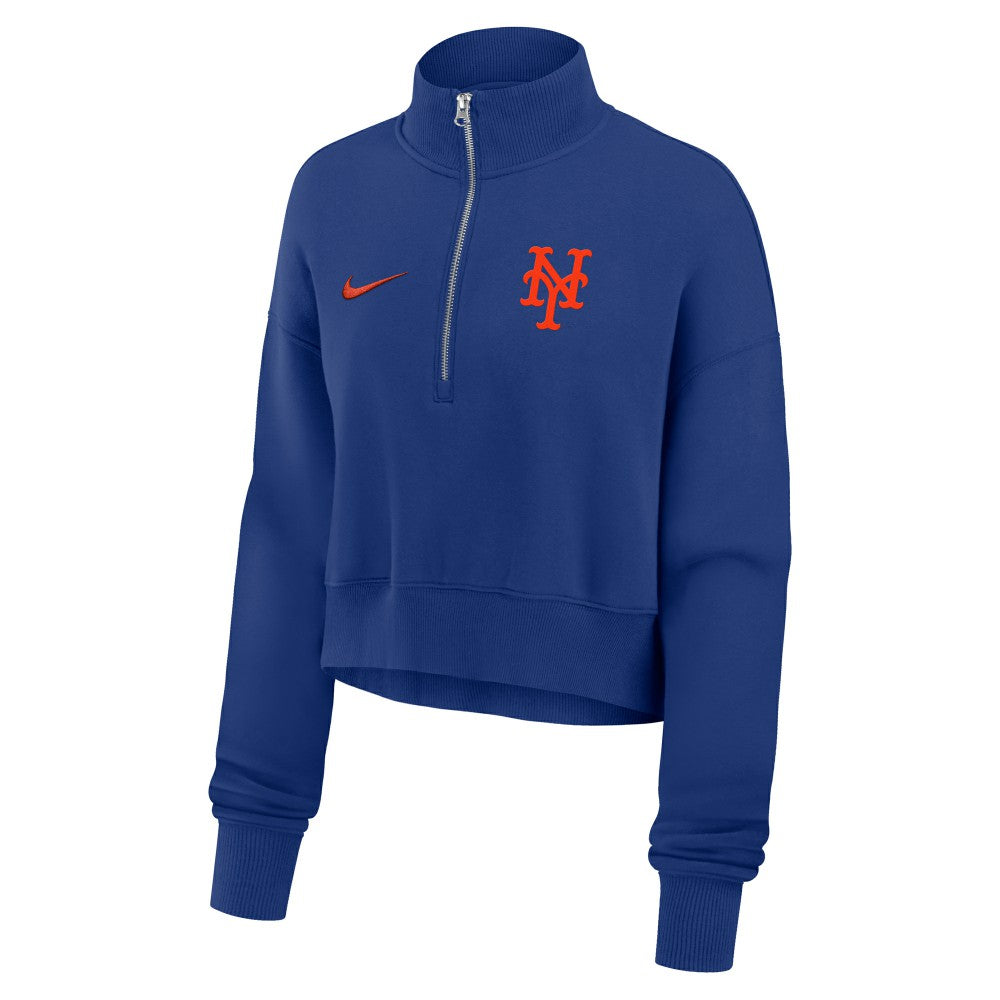 New York Mets Nike Women's Primetime Phoenix Fleece Half-Zip Sweatshirt - MLB Sweatshirts