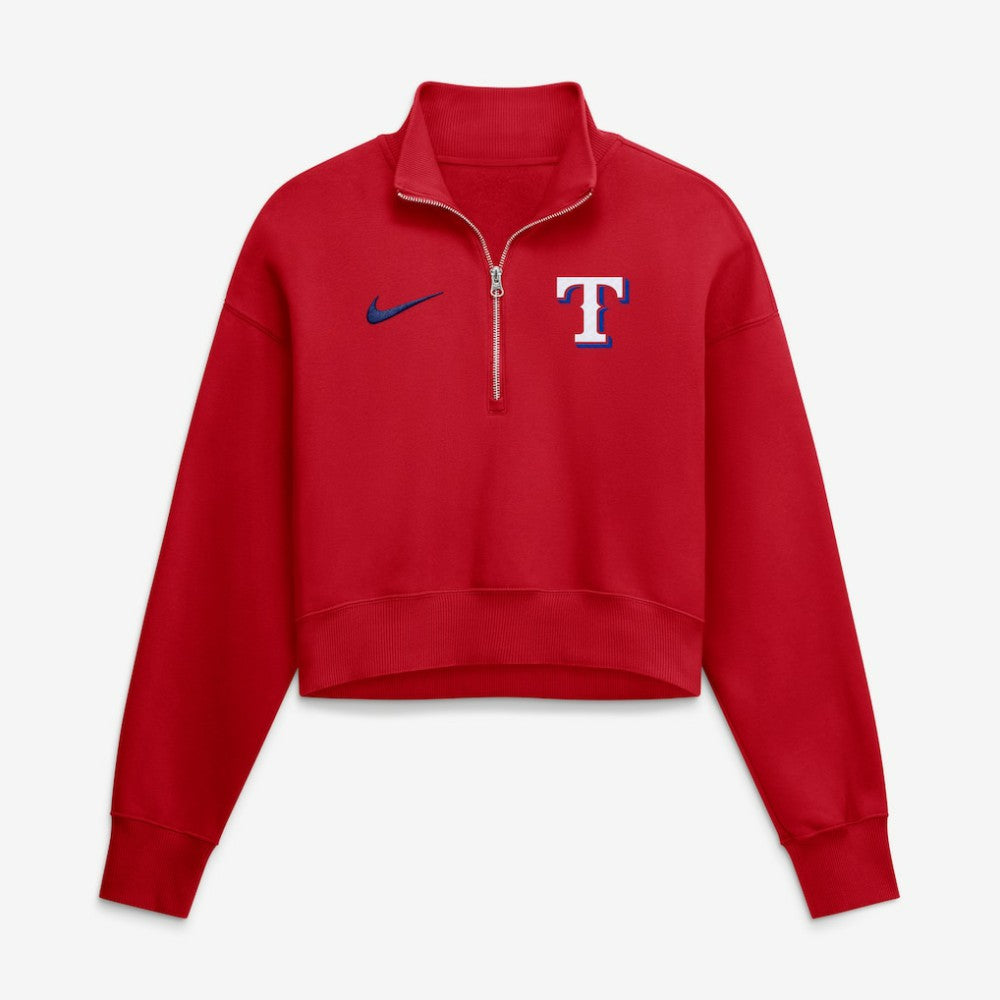 Texas Rangers Nike Women's Primetime Phoenix Fleece Half-Zip Sweatshirt - MLB Sweatshirts