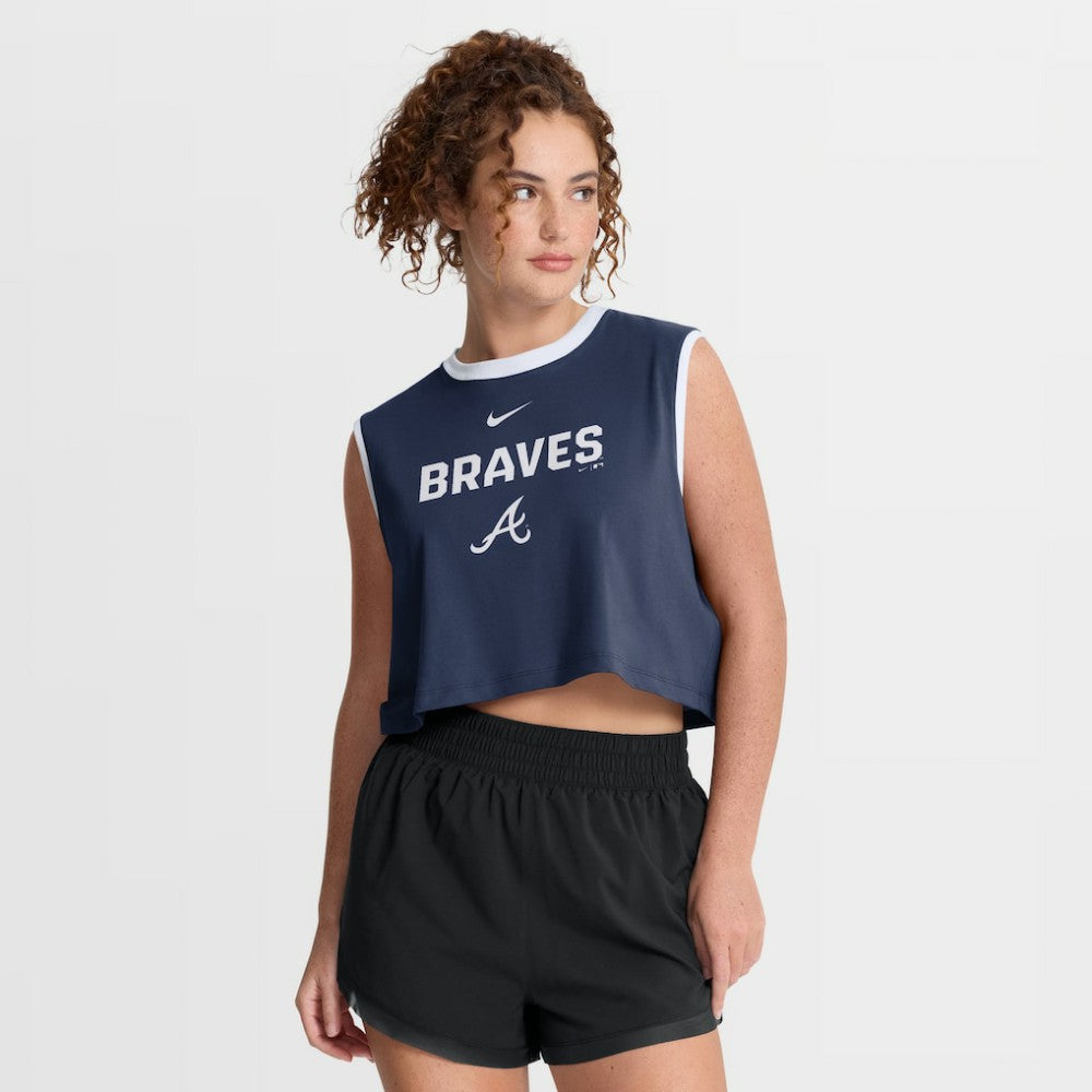Atlanta Braves Nike Women's Primetime Loose Dri-FIT Cropped Tank Top - MLB Tanks