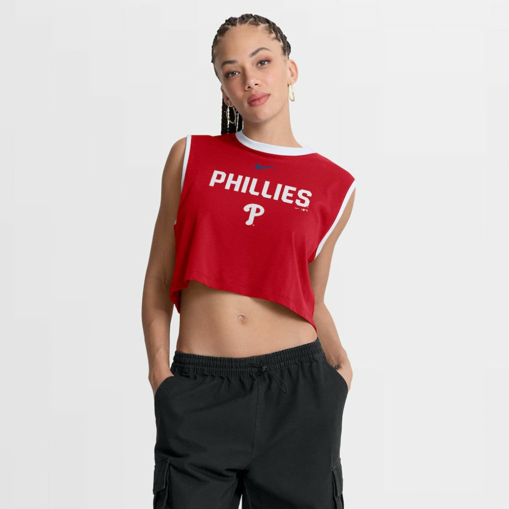 Philadelphia Phillies Nike Women's Primetime Loose Dri-FIT Cropped Tank Top - MLB Tanks