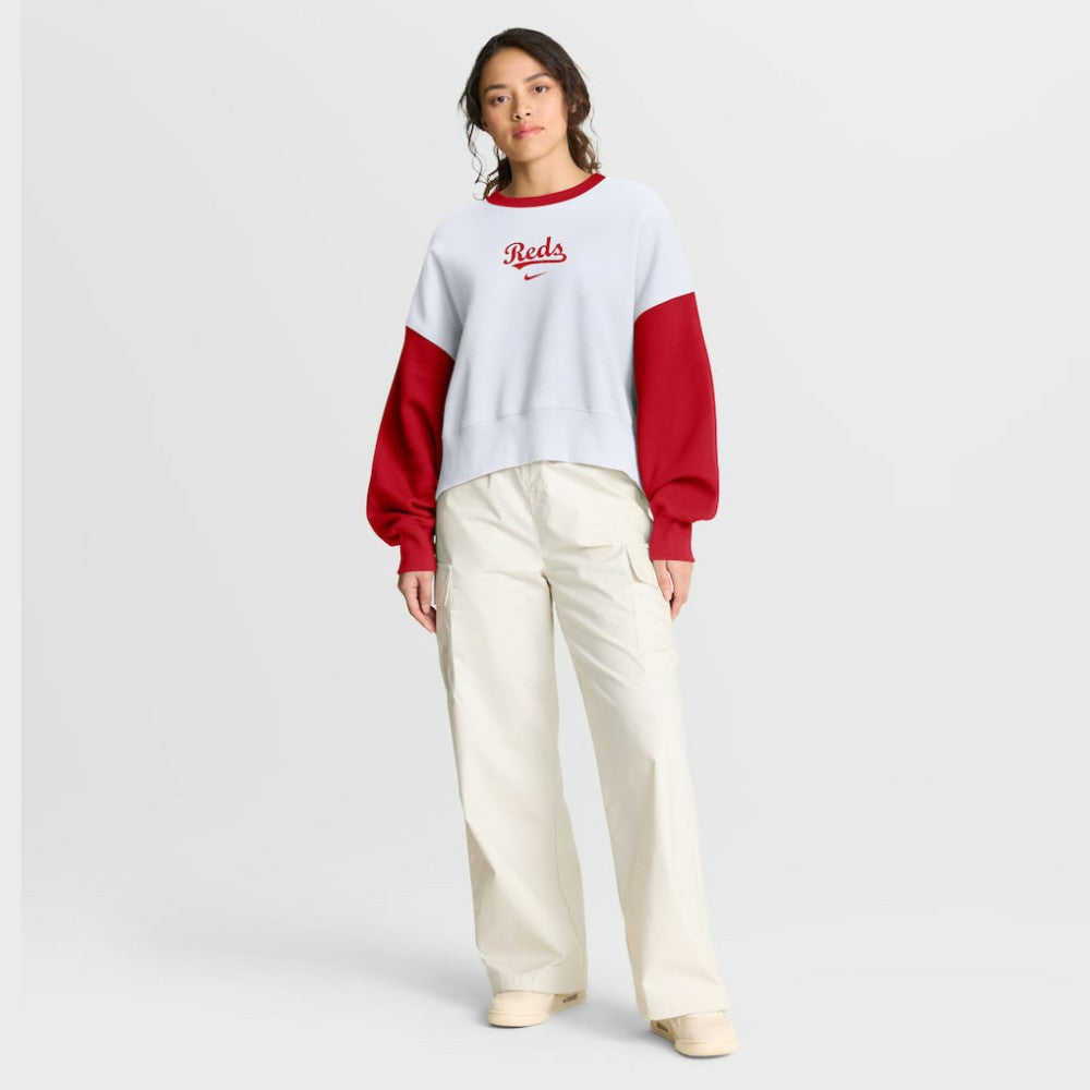 Cincinnati Reds Nike Women's Oversized High Hip Fleece Sweatshirt - MLB Sweatshirts