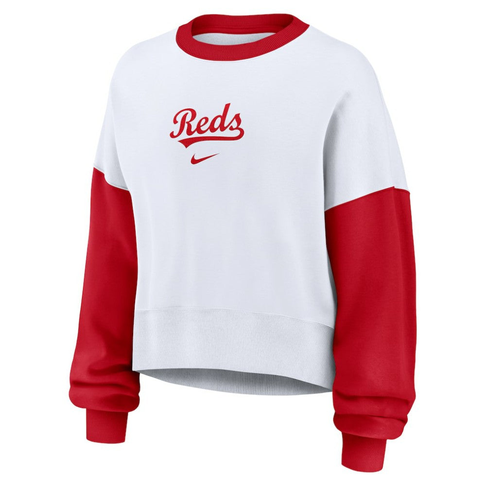 Cincinnati Reds Nike Women's Oversized High Hip Fleece Sweatshirt - MLB Sweatshirts