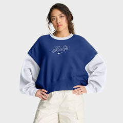 New York Mets Nike Women's Oversized High Hip Fleece Sweatshirt - MLB Sweatshirts