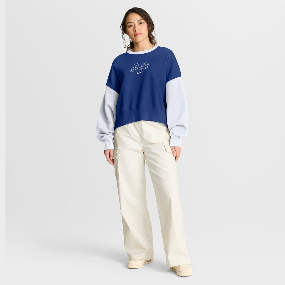 New York Mets Nike Women's Oversized High Hip Fleece Sweatshirt - MLB Sweatshirts