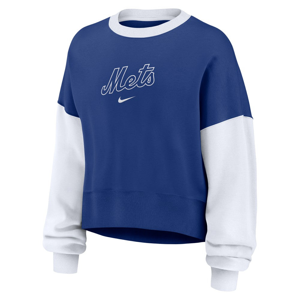 New York Mets Nike Women's Oversized High Hip Fleece Sweatshirt - MLB Sweatshirts