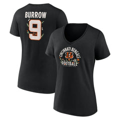 Cincinnati Bengals Joe Burrow  Women's Floral Name & Number V-Neck T-Shirt | NFL Online