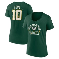 Green Bay Packers Jordan Love  Women's Floral Name & Number V-Neck T-Shirt | NFL Near me