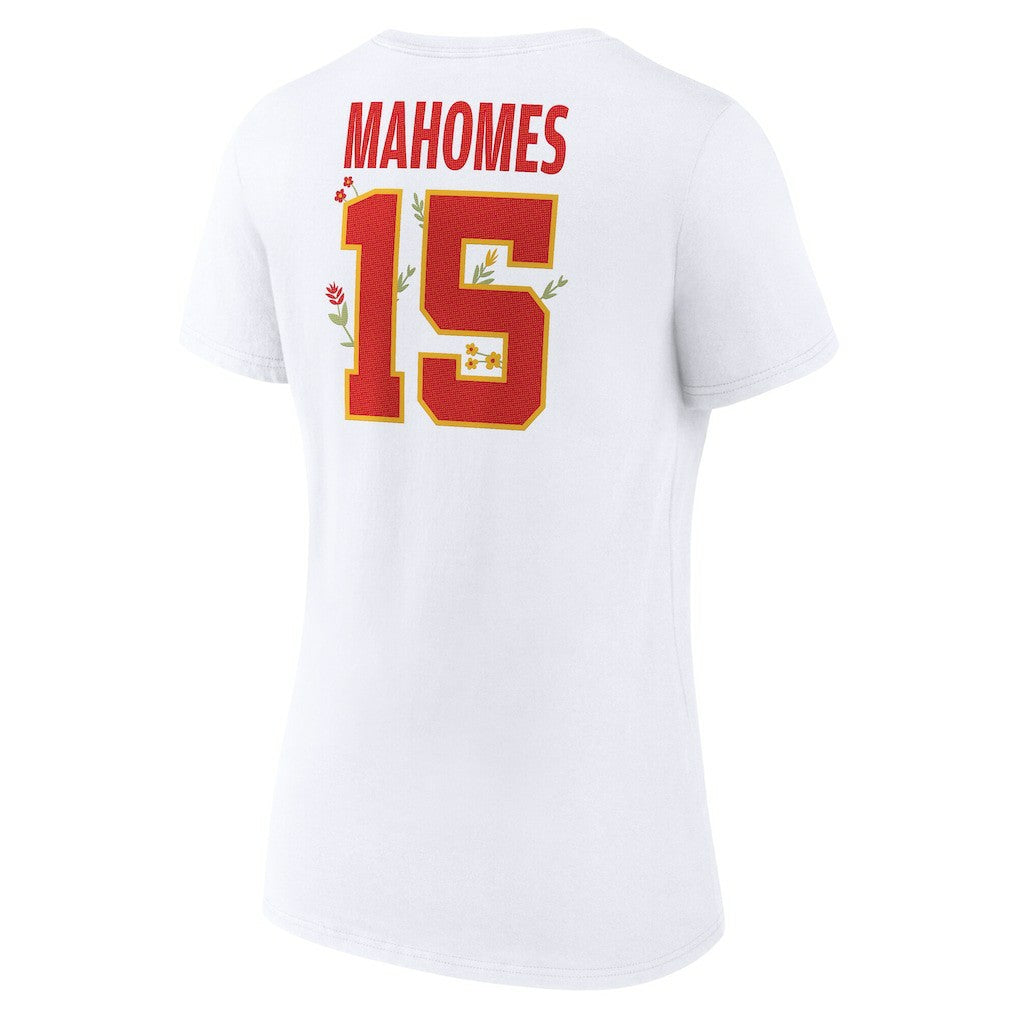 Kansas City Chiefs Patrick Mahomes  Women's Floral Name & Number V-Neck T-Shirt | NFL Outlet