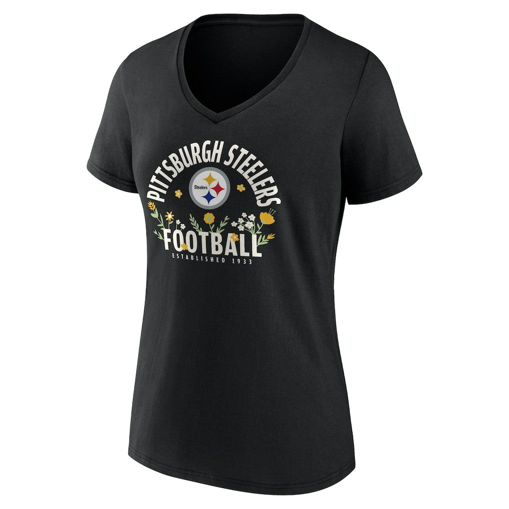 Pittsburgh Steelers T.J. Watt  Women's Floral Name & Number V-Neck T-Shirt | NFL Discount