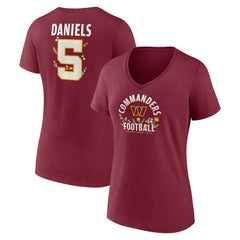 Washington Commanders Jayden Daniels  Women's Floral Name & Number V-Neck T-Shirt | NFL Outlet