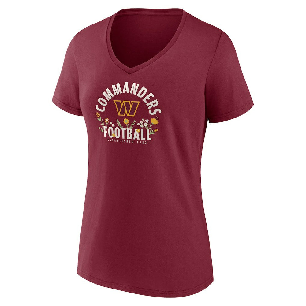 Washington Commanders Jayden Daniels  Women's Floral Name & Number V-Neck T-Shirt | NFL Outlet