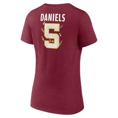 Washington Commanders Jayden Daniels  Women's Floral Name & Number V-Neck T-Shirt | NFL Outlet