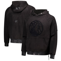 Black Minnesota Timberwolves Protege Eco-Friendly Functional Suede Fashion Tonal Hoodie | NBA