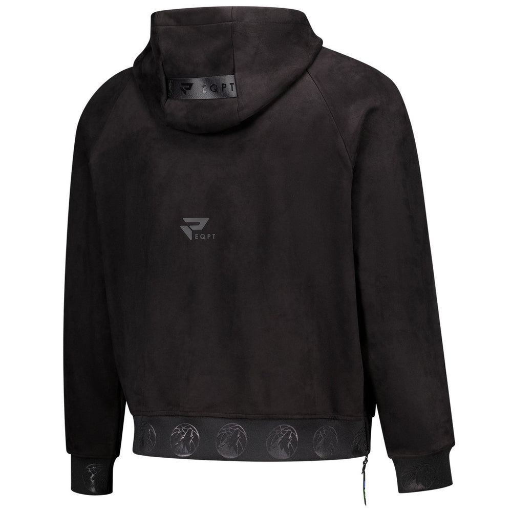 Black Minnesota Timberwolves Protege Eco-Friendly Functional Suede Fashion Tonal Hoodie | NBA